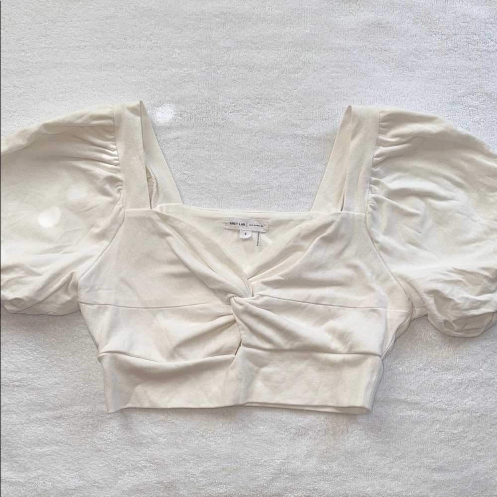 GREY LAB Cream Puff Sleeve Crop Top